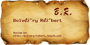 Bolváry Róbert névjegykártya